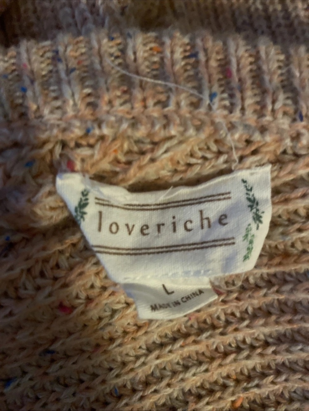 LOVE RICHE Pink Oversized Chunky Sweater V Back Size large - Picture 6 of 6